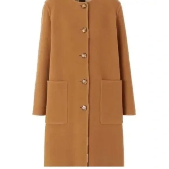 Burberry Women Tisbury Exploded Check Reversible Wool Coat Jacket Black Beige